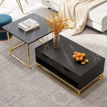 Load image into Gallery viewer, Modern Nesting Coffee Table Set of 2 in Black with Drawers & Shelves