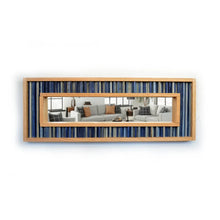 Load image into Gallery viewer, Modern Reclaimed Pine and Navy Blue Striped Wood Mirror Mosaic Wall Decor