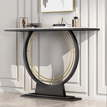 Load image into Gallery viewer, Modern Rectangular Sintered Stone Top Console Table in Black & White & Gold