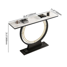 Load image into Gallery viewer, Modern Rectangular Sintered Stone Top Console Table in Black & White & Gold