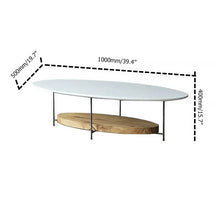 Load image into Gallery viewer, Modern White & Natural Oval Coffee Table with Storage Shelf Light Wood and Metal