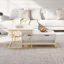 Load image into Gallery viewer, Modern Nesting Coffee Table Set of 2 in White with Drawers & Shelves