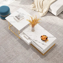 Load image into Gallery viewer, Modern Nesting Coffee Table Set of 2 in White with Drawers & Shelves