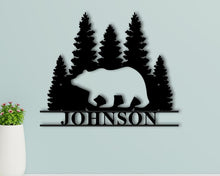 Load image into Gallery viewer, Personalized Bear With Mountain Monogram Wall Decor