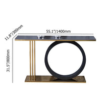 Load image into Gallery viewer, Post Modern Black Geometry Console Table Sintered Stone Top Stainless Steel Frame