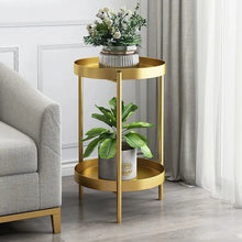 Load image into Gallery viewer, Round Metal Plant Stand 2-Tiered Gold Plant Pot Stand for Indoor in Small