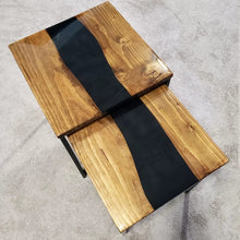 Load image into Gallery viewer, Sleek Black Epoxy River Nesting Tables