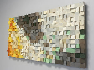 Sun and Snowy Mountains Wood Mosaic Wall Decor
