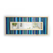 Load image into Gallery viewer, Turquoise and Teal Striped Reclaimed Wood Mirror Mosaic Wall Decor