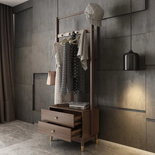 Load image into Gallery viewer, Ultic Walnut Classic Clothes Rack with Wood Frame Drawers Included