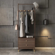 Load image into Gallery viewer, Ultic Walnut Classic Clothes Rack with Wood Frame Drawers Included