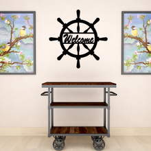 Load image into Gallery viewer, Welcome in Ship Wheel Design Wall Hanging