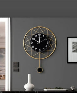 Attractive Gold and Black Metal Wall Clock