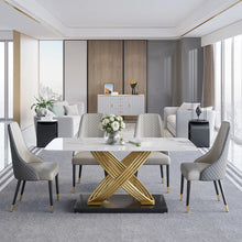 Load image into Gallery viewer, White Faux Marble Dining Table Rectangular Modern Minimalist Design Table