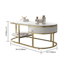 Load image into Gallery viewer, Modern Marble Coffee Table with Drawers & Shelf in Black