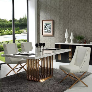 Beautiful Modern Rectangle White Marble Dining Table