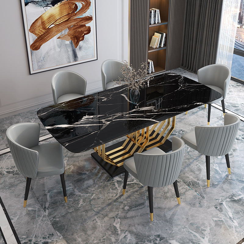 Modern Rectangle Black Marble Dining Table1