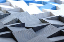 Load image into Gallery viewer, White Blue Shades of Gray Wood Mosaic Wall Decor
