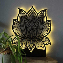 Load image into Gallery viewer, Metal LED Lotus Flower Wall Hanging
