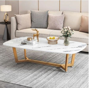 Modern White Coffee Table With Golden Legs