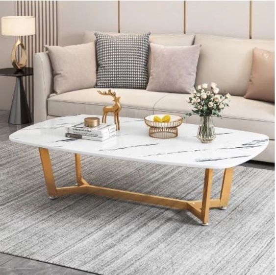Modern White Coffee Table With Golden Legs