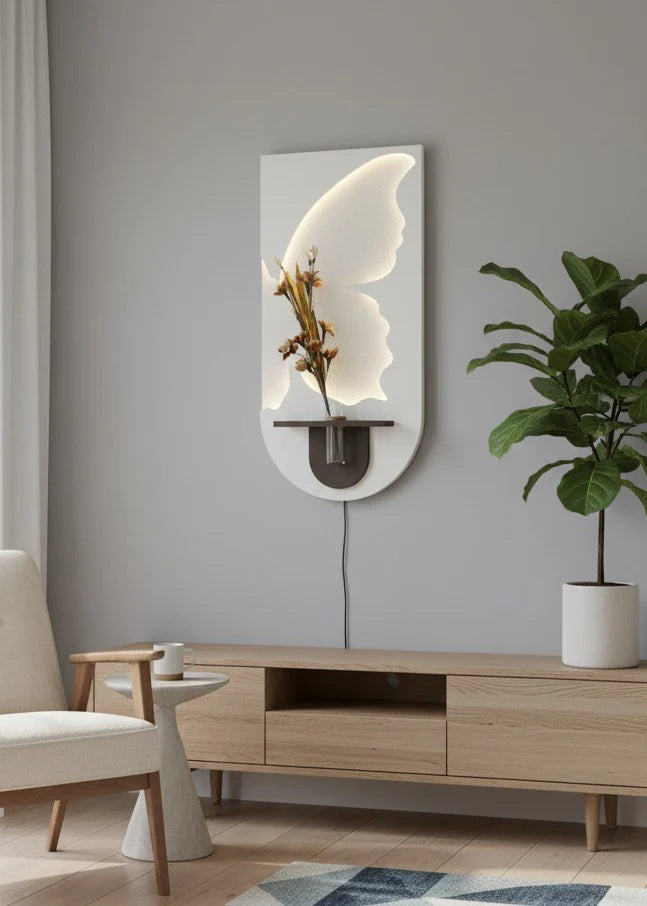 Butterfly Effect Sandstone Imitation Plant Wall Art Led