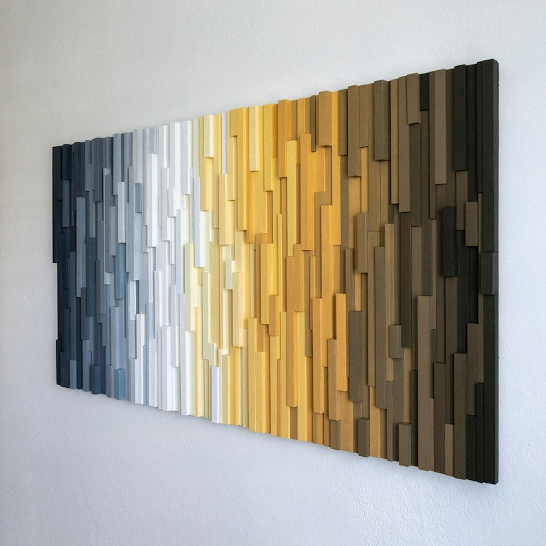 Sacred City Plank Wood Mosaic Wall Decor