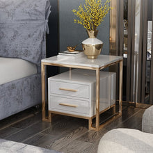 Load image into Gallery viewer, White Side Table with Two-Drawer End Table
