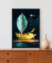 Load image into Gallery viewer, Golden Feather Acrylic LED Light Wall Art

