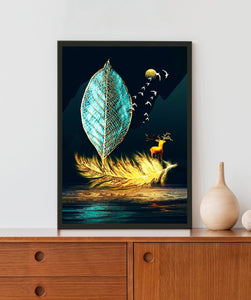 Golden Feather Acrylic LED Light Wall Art