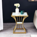 White Side Table with Golden Leg End Table