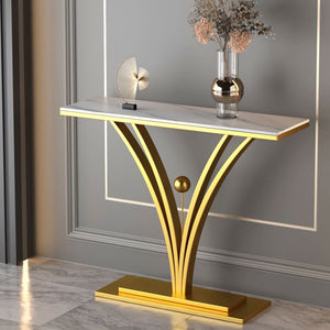 Modern Half Moon Console Table With Gold Base