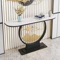 Modern Abstract Half Moon Console Table With Black Base