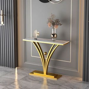 Modern Half Moon Console Table With Gold Base