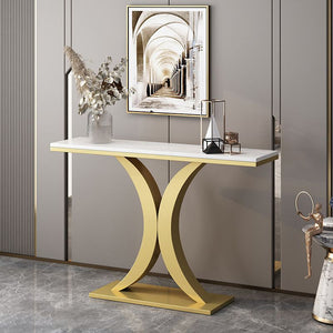 Modern White Marble Console Table With Gold Base