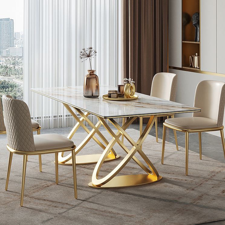 Luxury Modern Rectangle White Marble Dining Table