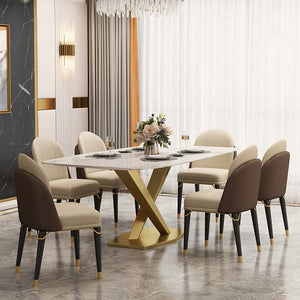Amazing Luxury Modern Rectangle White Marble Dining Table