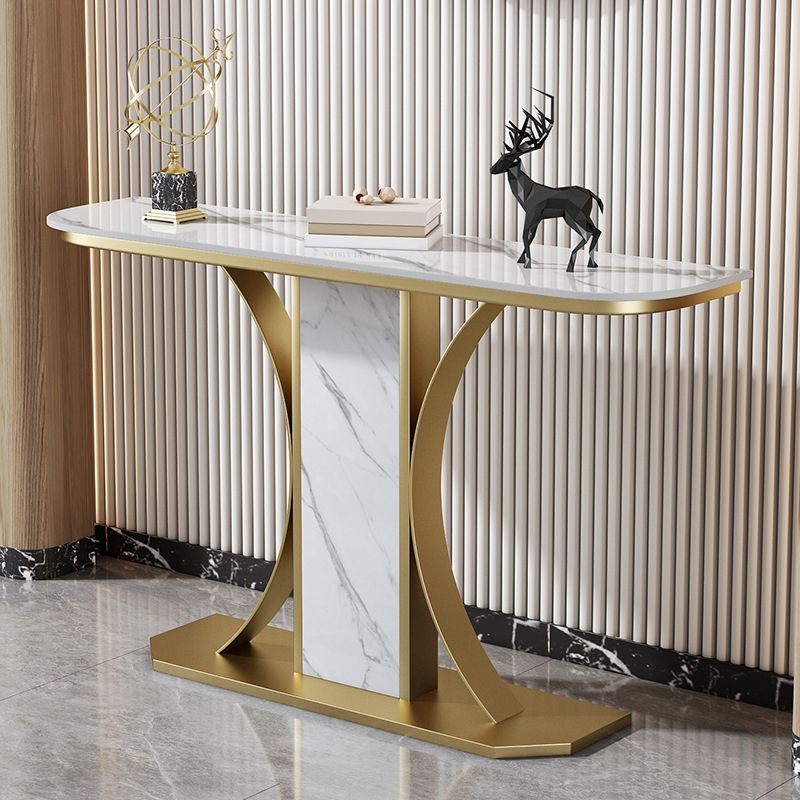 Modern Glam Console Table With Gold Base