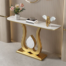 Load image into Gallery viewer, Modern Metal Base Rectangular Console Table With Gold Base
