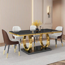 Load image into Gallery viewer, Luxury Modern Rectangle Black Marble Dining Table

