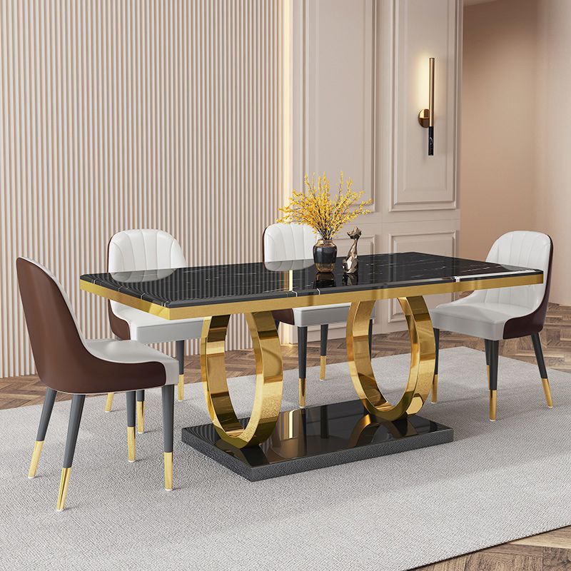Luxury Modern Rectangle Black Marble Dining Table