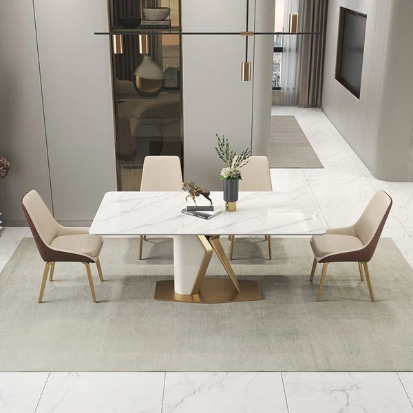 Modern Scandinavian White Marble Dining Table