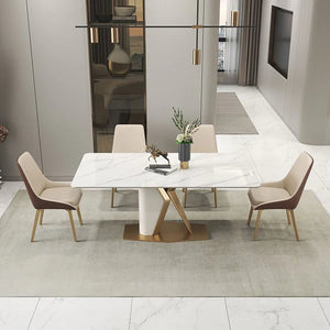 Modern Scandinavian White Marble Dining Table