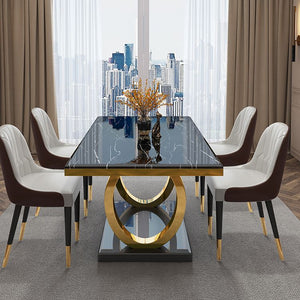 Luxury Modern Rectangle Black Marble Dining Table