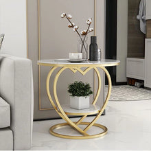 Load image into Gallery viewer, Modern White Side Table with Love Sign Golden Leg End Table
