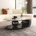 Oval Coffee Table With Black Metal Base