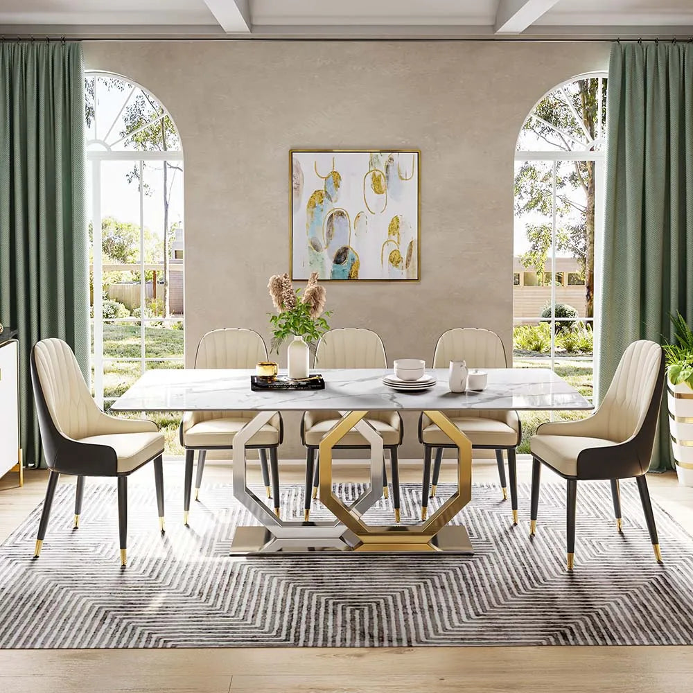Modern Jenpeg White Marble Dining Table