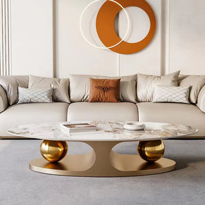 Modern Luxurious White And Gold Marble Coffee Table