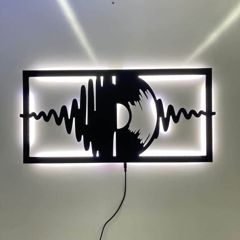 Metal LED Music Record Wall Hanging