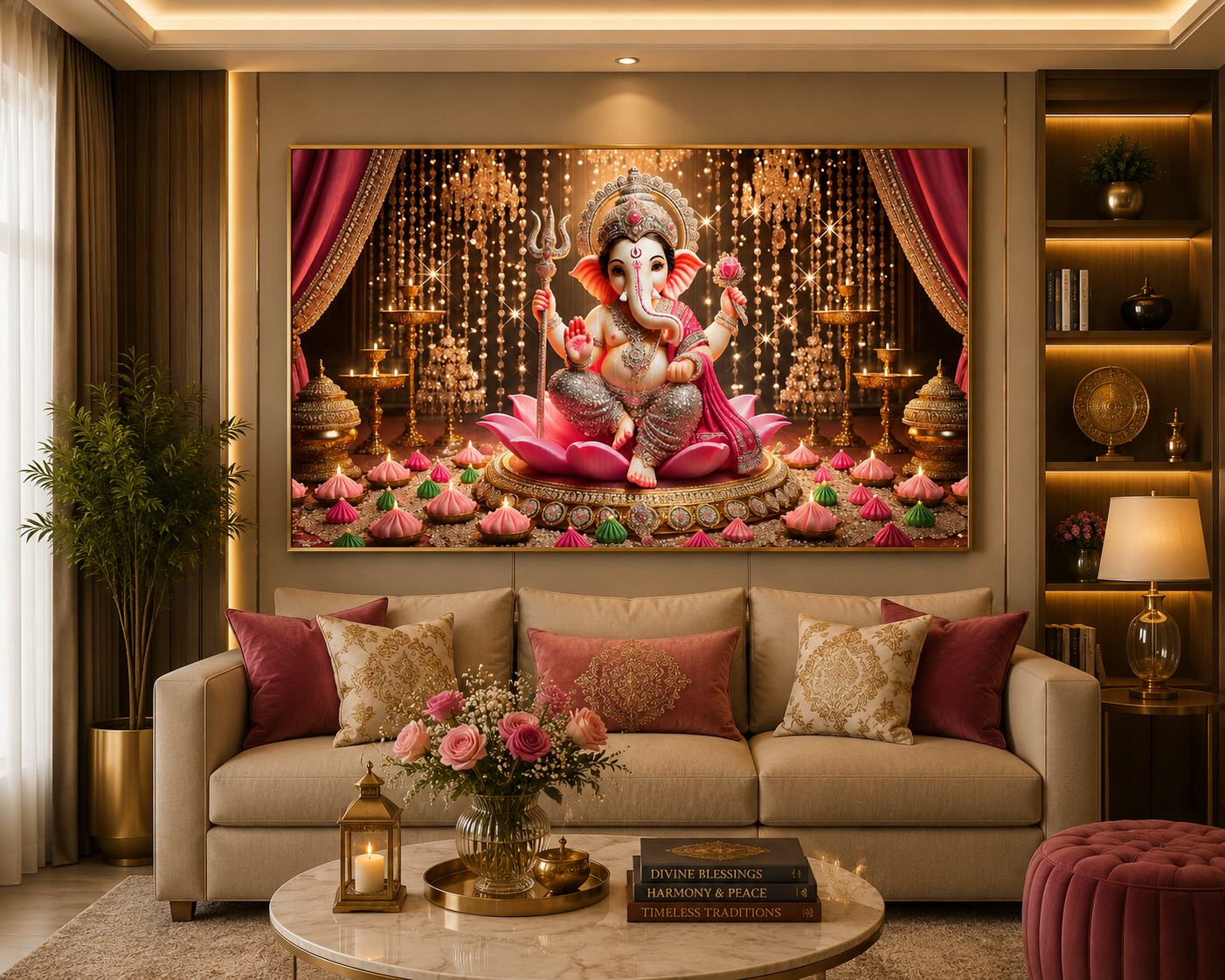 Ganapati Crystal Painting With LED